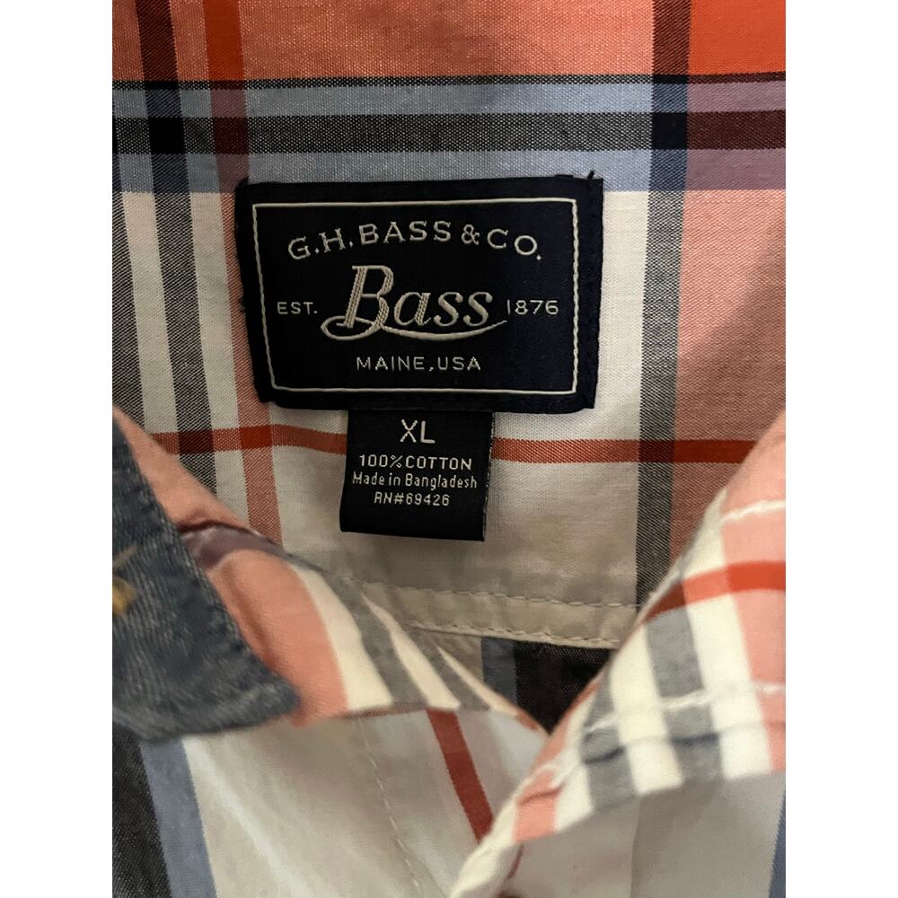 G.H. Bass & Co Men’s XL Shirt Lot of 2 Short Sleeve Plaid Gingham 100% Cotton - Picture 6 of 6
